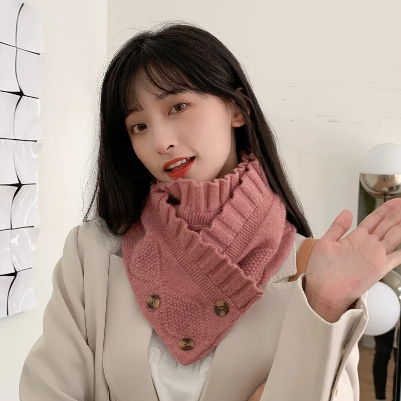 

Knitted bib for autumn and winter new scarf warm solid color bib one