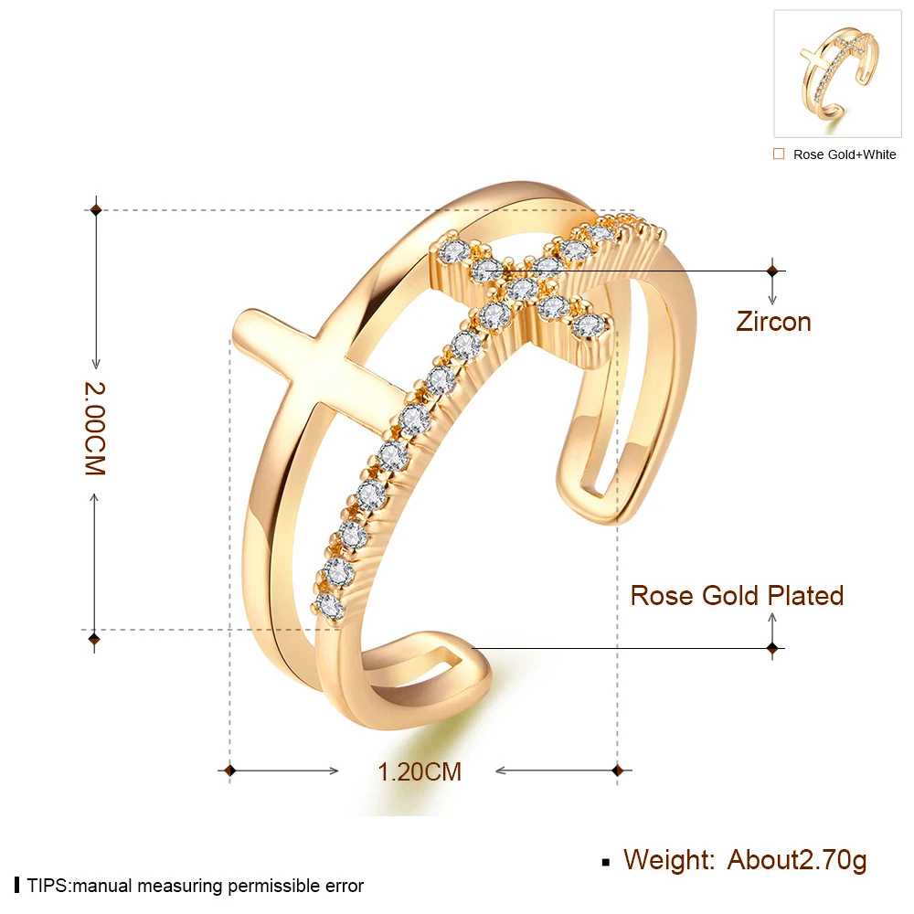 

Fashion Crystal Gold Rings For Women Adjustable Copper Ring Friendship Cross Colorful Rings Female Jewelry Gifts