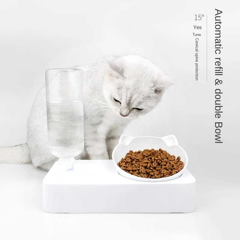 

Pet Neck Protection Automatic Water Change Double Bowl Dog / Cat Bowl Dog Water Dispenser Cat Drinking Pet Tableware