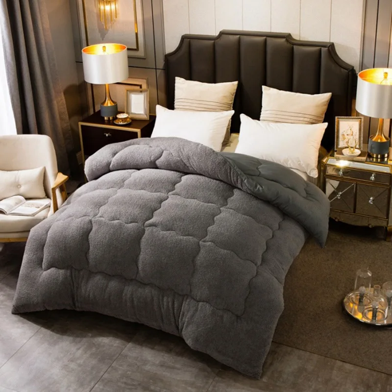 

Long Hair Comforter Winter Cashmere Warm Duvet 220*240cm Camel Quilt Thicken Patchwork Velvet Blanket Japan Style Home Bed Duvet