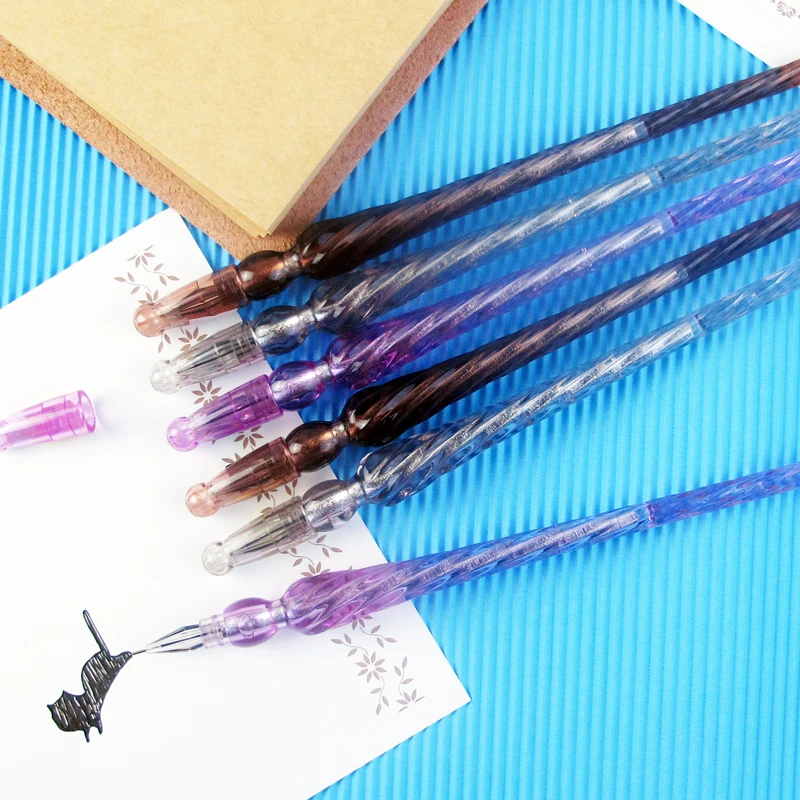 

4 Pcs New Creative Plastic Transparent Pen Ballpoint Pens Stationery Gel Pen 3 Colors Water Gel Pen Black Refill 0.5 Mm