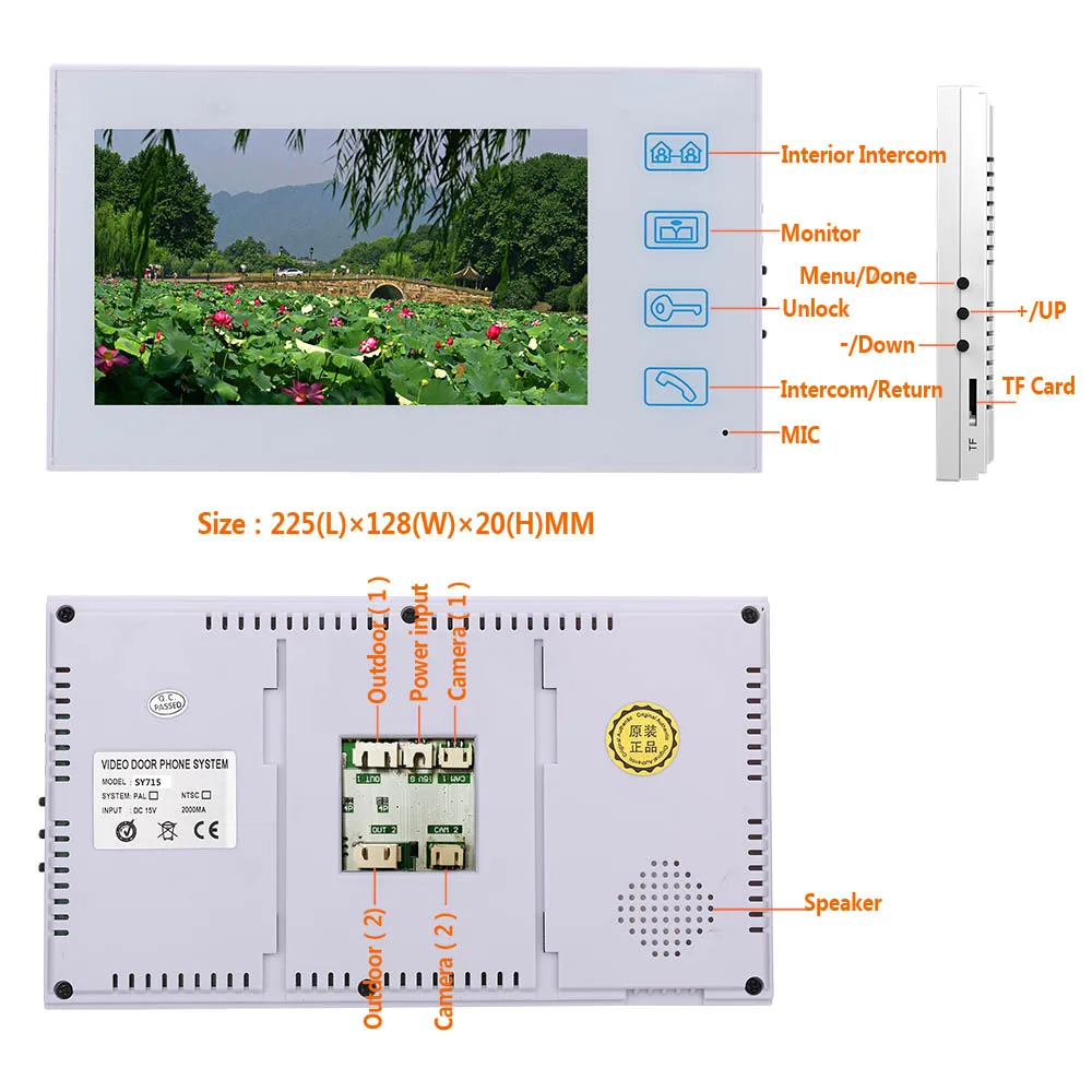 7 inch Record Wired Video Door Phone Doorbell Intercom System with Fingerprint RFID AHD 1080P Camera Access Control | Безопасность и