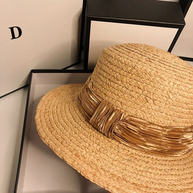 HT063 ручная выделка женская обувь Летняя шляпа от солнца пляжная с перекрестными