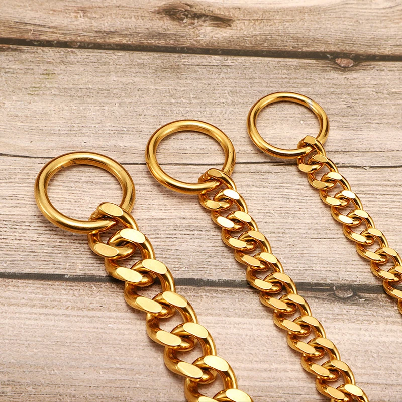 

18K Gold Plated Dog Collar Stainless Steel Choke Dog Chain for German Shepherd Metal Leash Pet Accessories for Large Dogs 10A
