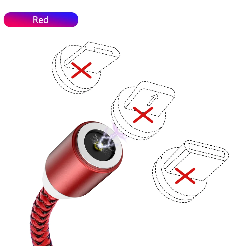 Red No Plug 1 м 2 м магнитное зарядное устройство для быстрой зарядки type C Micro USB C кабель для iPhone 11X8 7 6 6S 5 5S samsung кабельный трос мобильного телефона - Цвет: Red No Plug