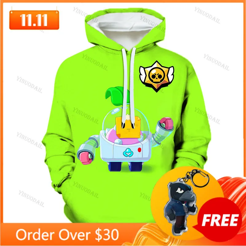 

Sprout Browls Shark Leon Thin Children's Wear Kids Hoodie Shoot Game Sweatshirt Browlerss Boys Girls Tops Hoodies Teen Clothes