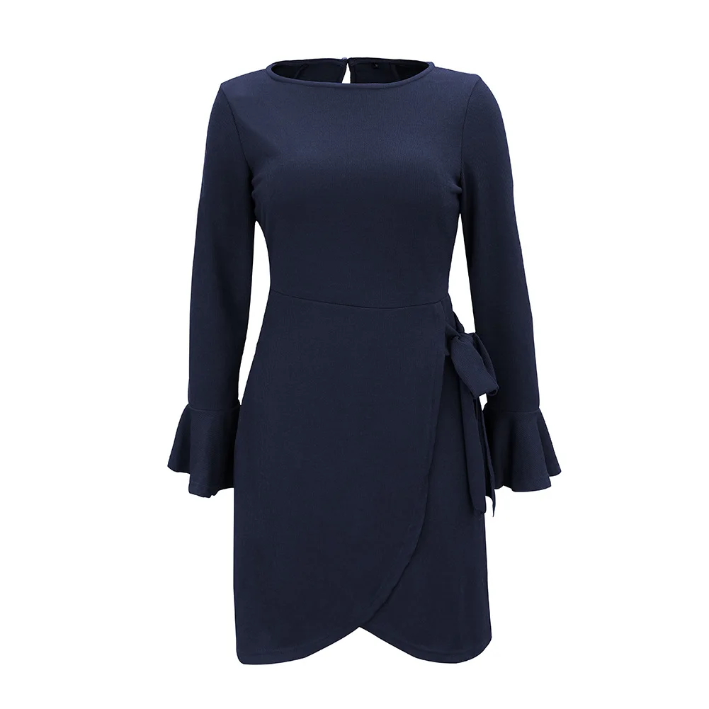 

Autumn and winter knitwear sexy solid dress