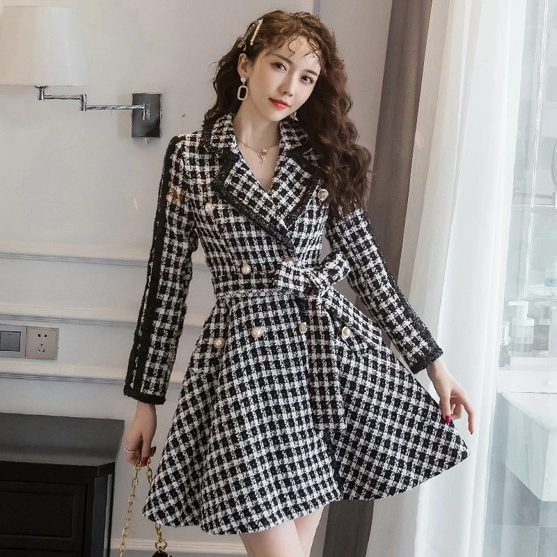 HAMALIEL 2020 весеннее женское клетчатое твидовое бальное платье высокого качества