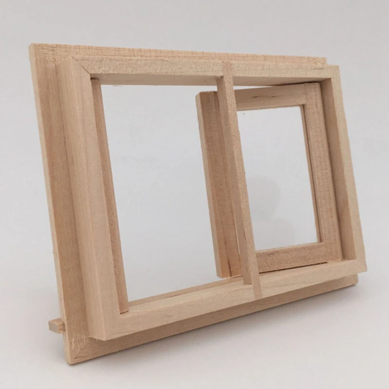 

1/12 Scale Miniature Unpainted Mini Wood 2 Pane Window Frame