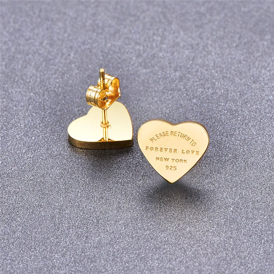 

Gold- color Heart Earrings For Women Rose Gold-color Heart Stud Earrings With English Letters Fine Jewelry Gift