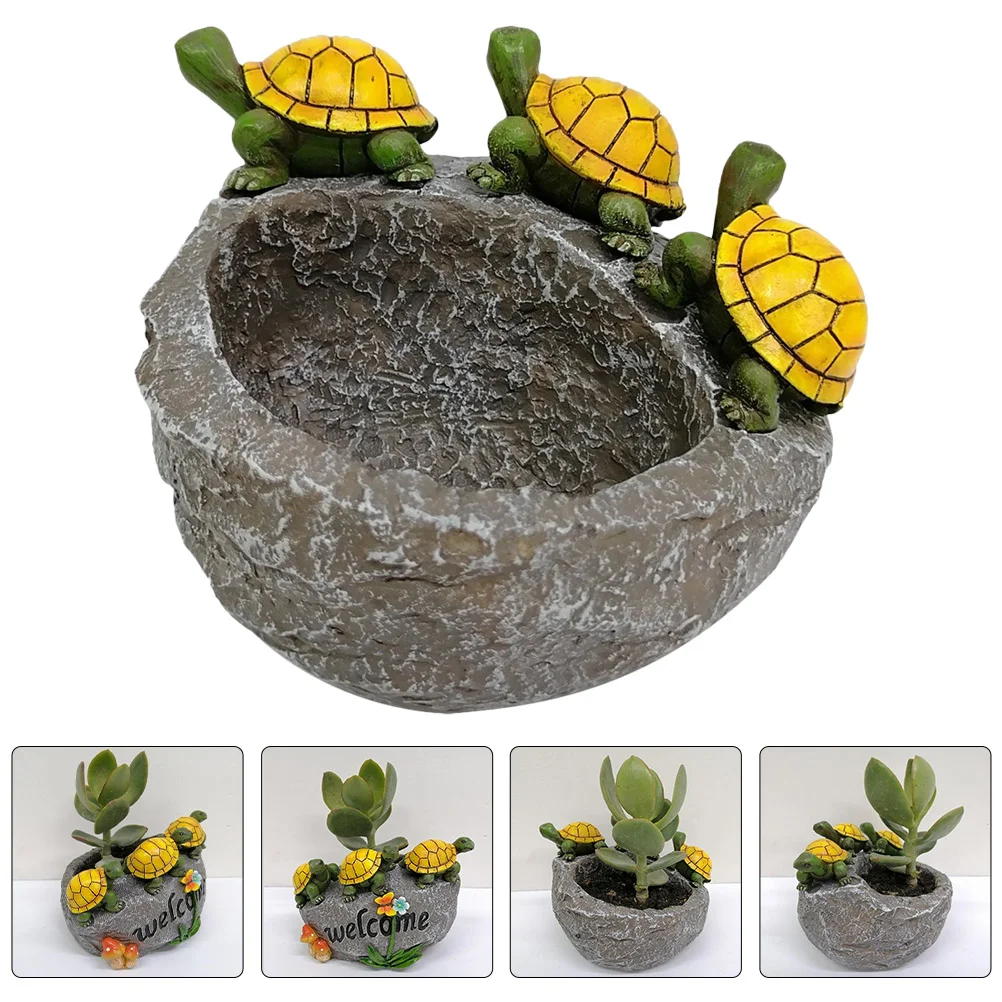 

1Pc Resin Flowerpot Decor Courtyard Succulent Planter Office Desktop Adornment