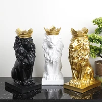 modern 3d lion statue home room decor animal sculpture table decoration figurine miniature desk decorative art