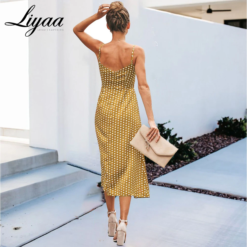 Женское Плиссированное Платье миди Liyaa платье в горошек с оборками и разрезом v