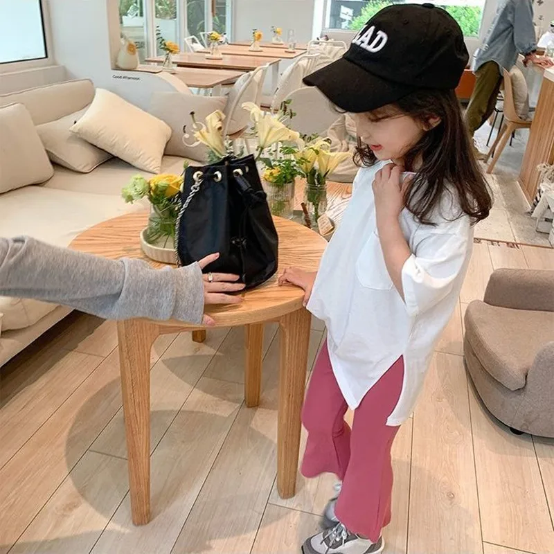 Las ni&ntilde;as pantalones de primavera y oto&ntilde;o de moda de las ni&ntilde;as pantalones de campana inferior de las ni&ntilde;as delgada ni&ntilde;os mallas pantalones ajustados-5