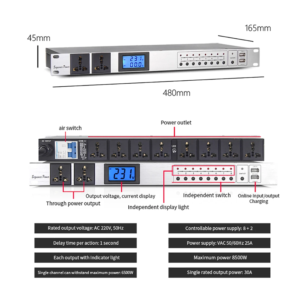 10 канальный Интеллектуальный усилитель мощности блесток устройство защиты