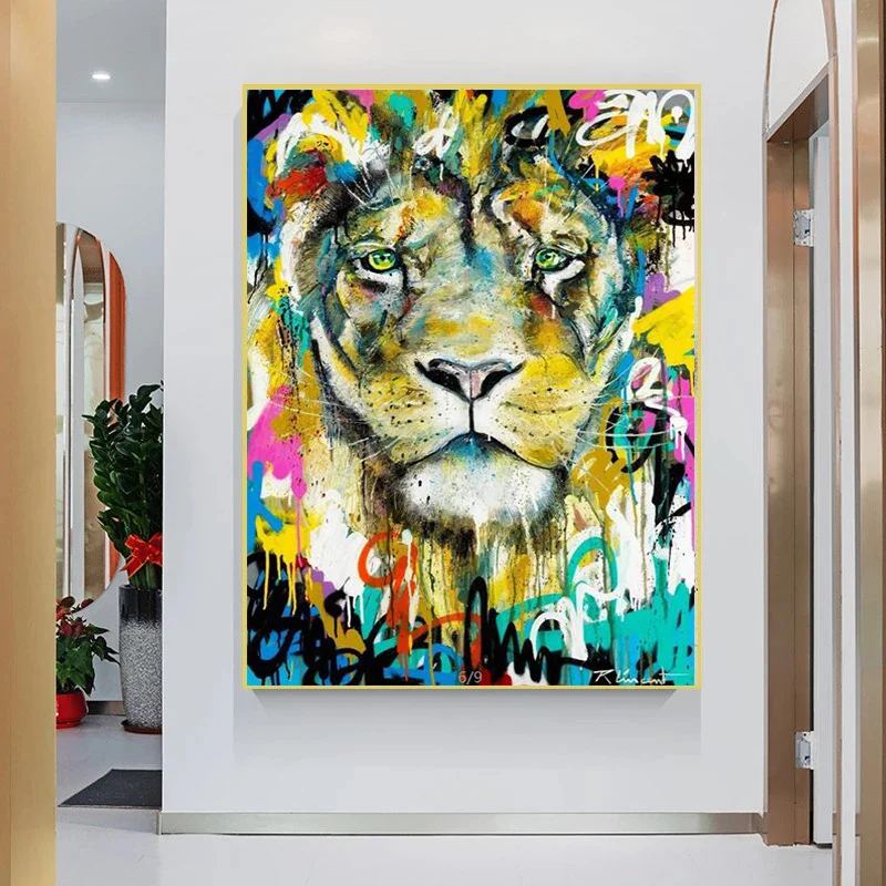 

Graffiti Colorful Lion Tiger Canvas Painting Animals Art Posters and Prints Wall Modern Pictures for Living Room Home Wall Decor