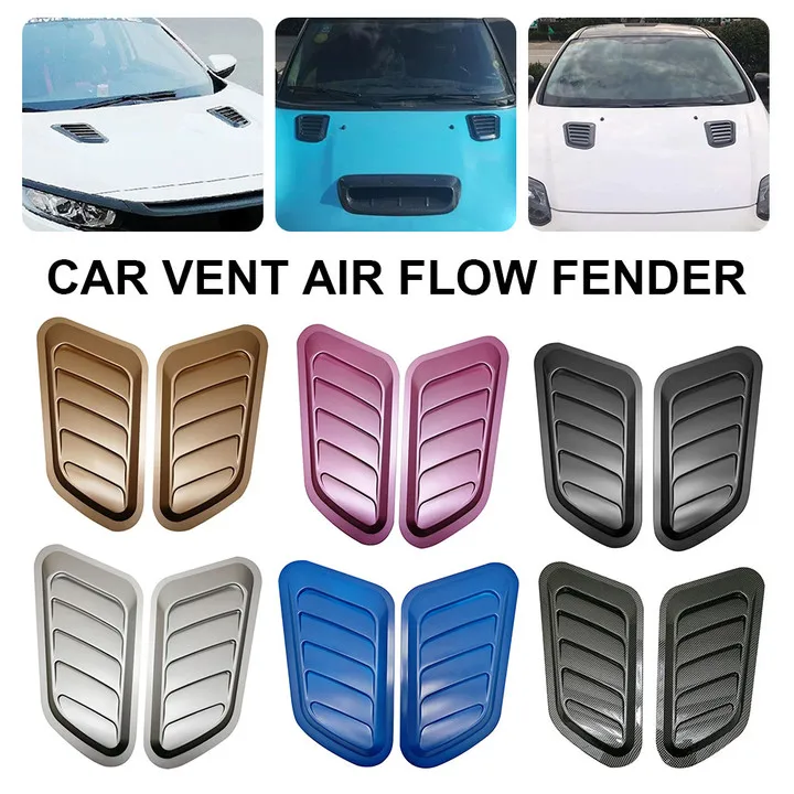 

2Pcs Universal Intake Scoop Turbo Bonnet Vent Cover Hood ABS Car Hood Air Outlet Decorative Carbon Fiber False Vent Hood Vehicle