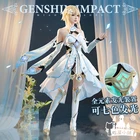 Аниме Genshin дальний путешественник, яркое белое элегантное платье, костюм для косплея, костюм на Хэллоуин для женщин, новинка 2020