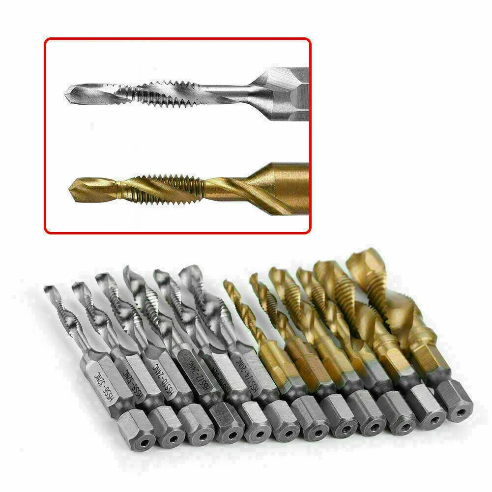 

Woodworking Drill Bits High hardness 12Pcs M3-M10 Screw Thread Tap Drill Bit