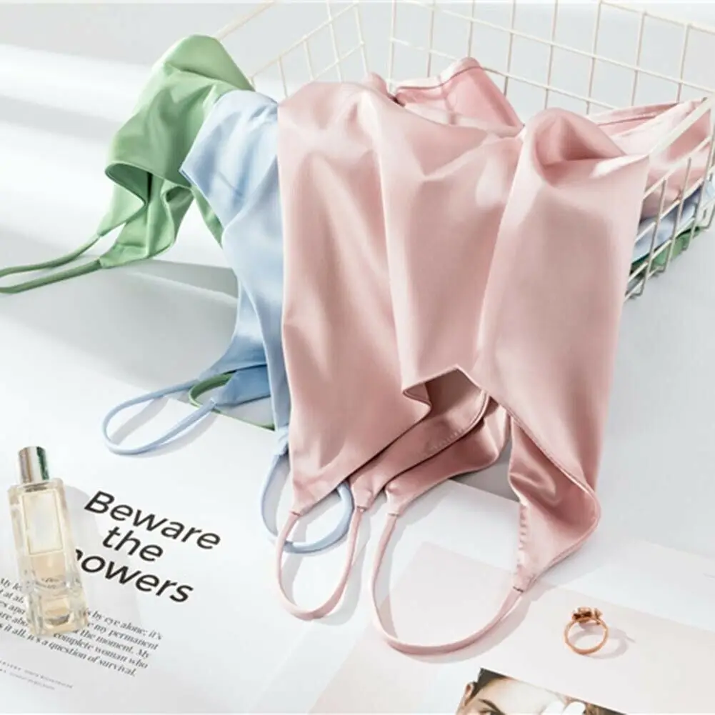 Женский Шелковый Атласный топ без рукавов на бретельках | Женская одежда