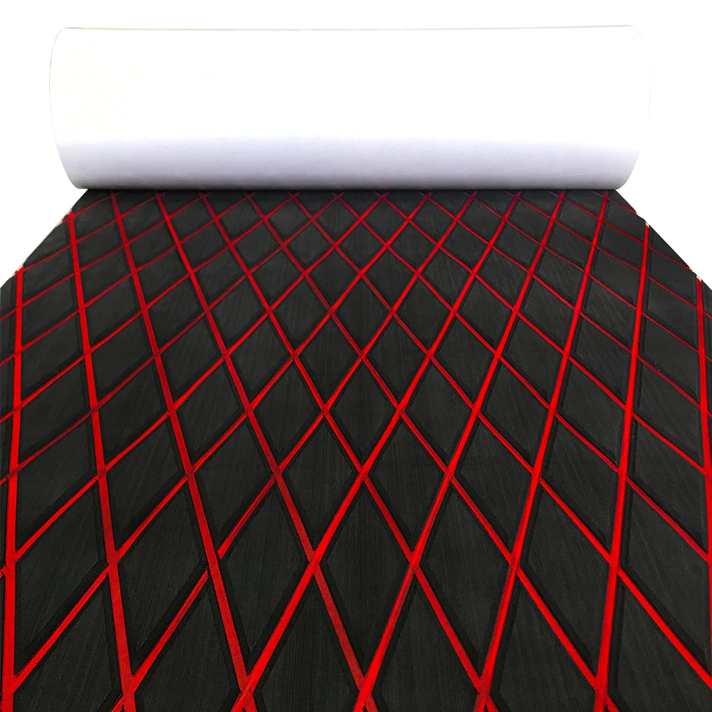 Self-Adhesive 6mm EVA Foam Decking Sheet Pad with Rhombus Pattern Anti-Skid Faux Teak Yacht Marine Boat Flooring Mat Accessories