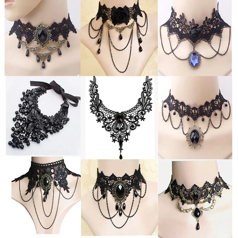 

1pc Vintage Choker Necklace Gothic Jewelry Necklaces & Pendants False Collar Statement Necklace for Women Accessories