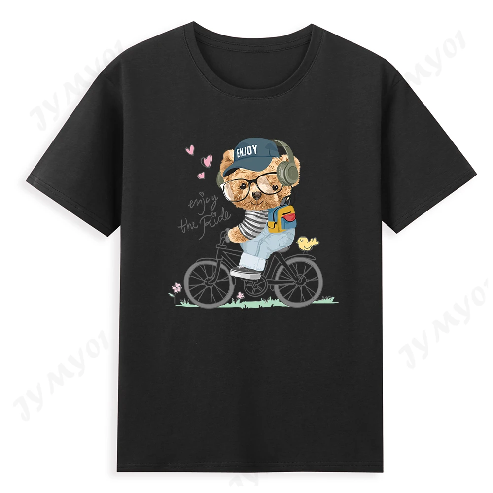 

Fashion Men Clothing Bear Pattern T Shirt New Super Cute Teddy 100% Cotton High-quality Printing Top Bear Cartoon Anime