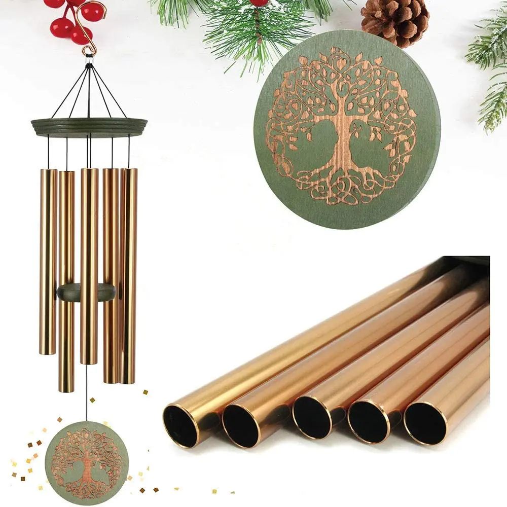 outdoor Garden decorative deep tone  tuned musical Energy wooden metal bamboo corinthian bells Wind Chime Tuner Sets 36