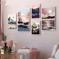 mountain forest 5d diamond painting abstract landscape embroidery wall art poster cross stitch kit mosaic home decoration weiwei