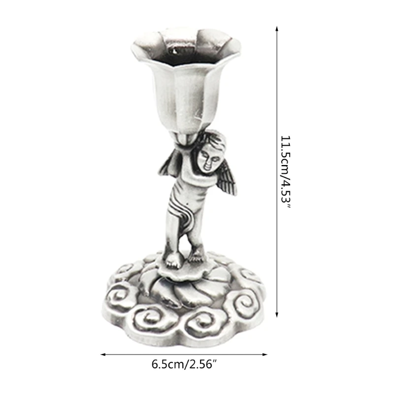 

Christian Catholic Sacred Crucifix Table Stand Candlestick with Handle Metal Tabletop Candle Holder Home Furnishing Desktop
