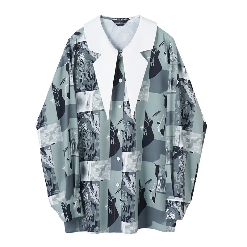 

LANMREM Women Printing Big Size Blouse Round Neck Long Sleeve Loose Fit Lady Shirt Fashion Tide Summer 2021 New Arrivals 2E1684