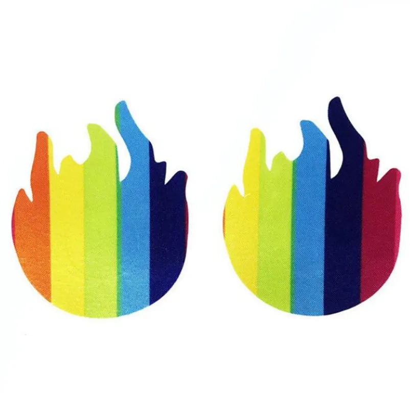 

GEOCOCCYX 10pairs(20pcs)/lot women Breast Pasties chromophous rainbow color five-pointed star chest paste breathable bra strap