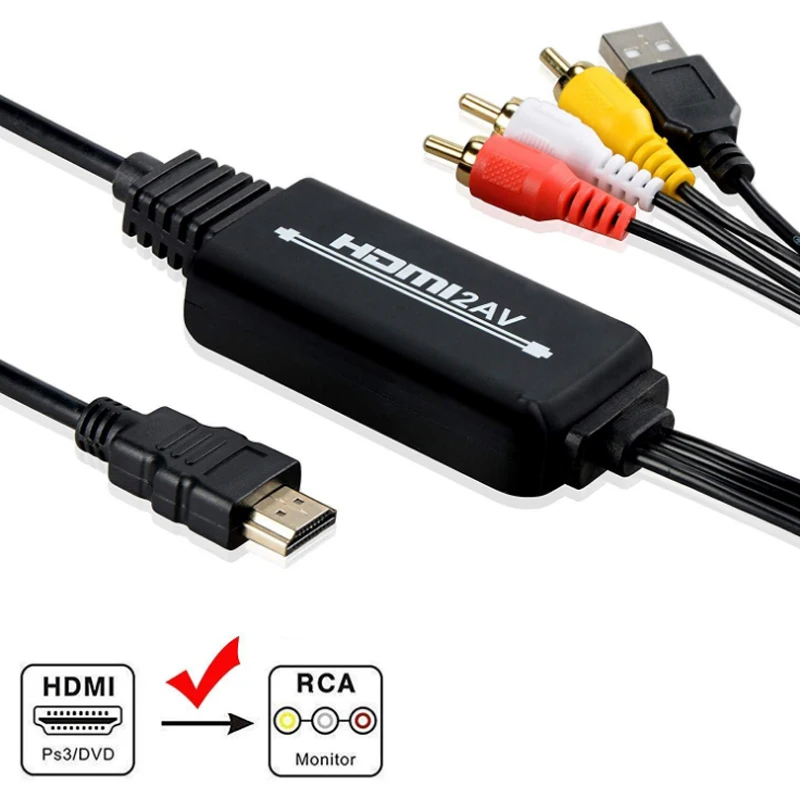 Кабель-переходник с HDMI на AV 1080P HDMI на 3 RCA AV USB, для HD TV PS3/4 TV Box XBOX, DVD, ноутбука от AliExpress WW