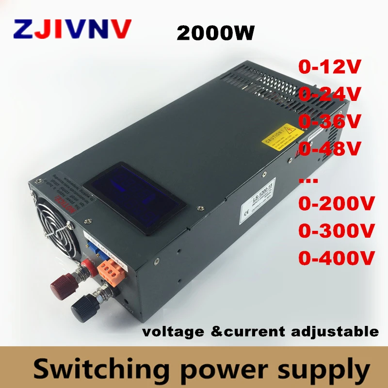 2000w Switching Power Supply 0-12V 24v 36v 48V 60V 70V 80V 90V 110V 220V 300  Adjustable DC Voltage& current Power Supply
