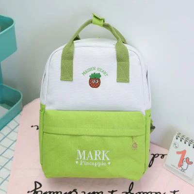 green Женские рюкзаки из парусины с вышивкой, модная новинка, Женская милая Студенческая сумка, яркие цвета, сумки через плечо для девочек - Цвет: green