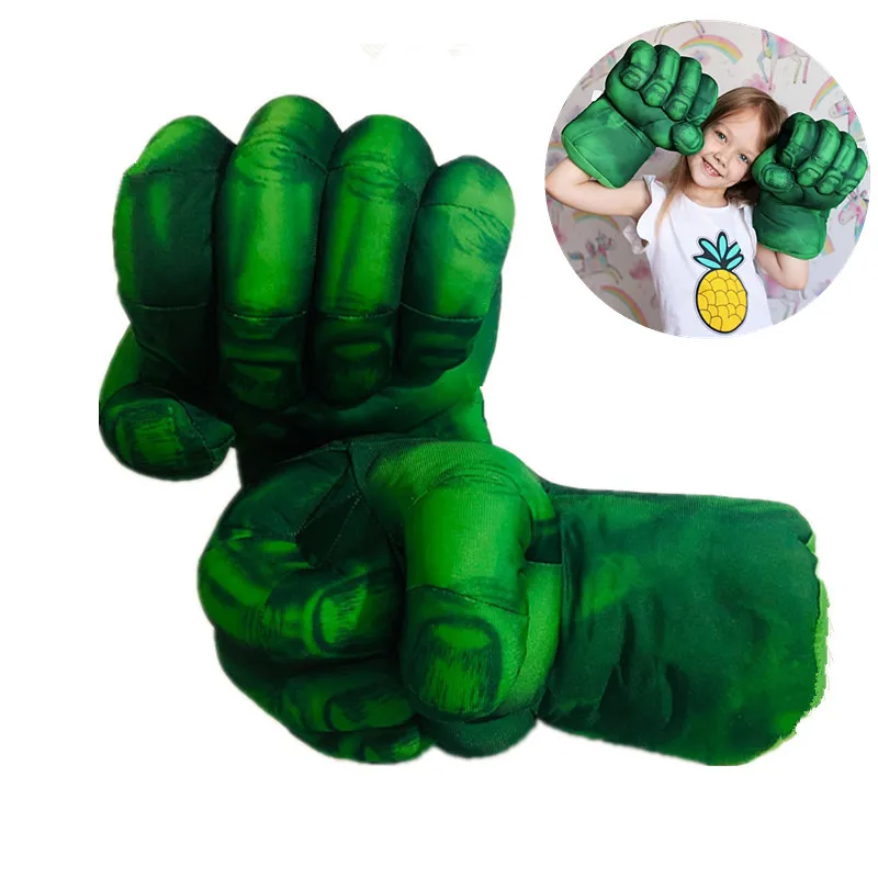 Guantes de felpa de puño de Hulk para niños, Cosplay, Escudo de fantasía, accesorios, regalo de Halloween, 4-12 años