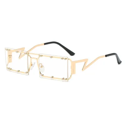 

Rivet Square Sunglasses For Men And Women Stylish Sunglasses Europe And America Personality Street Photography Glasses 2021