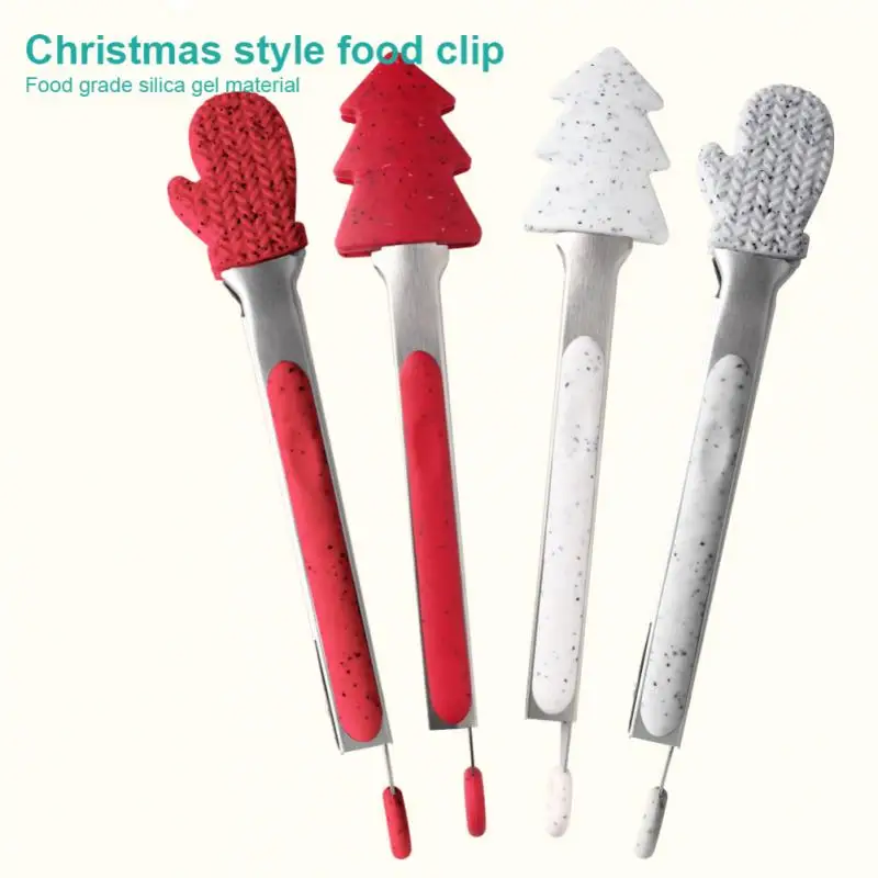 

Christmas Style Silicone BBQ Grilling Tong Salad Bread Serving Tong Non-Stick Kitchen Accessories Barbecue Grilling Cooking Tong