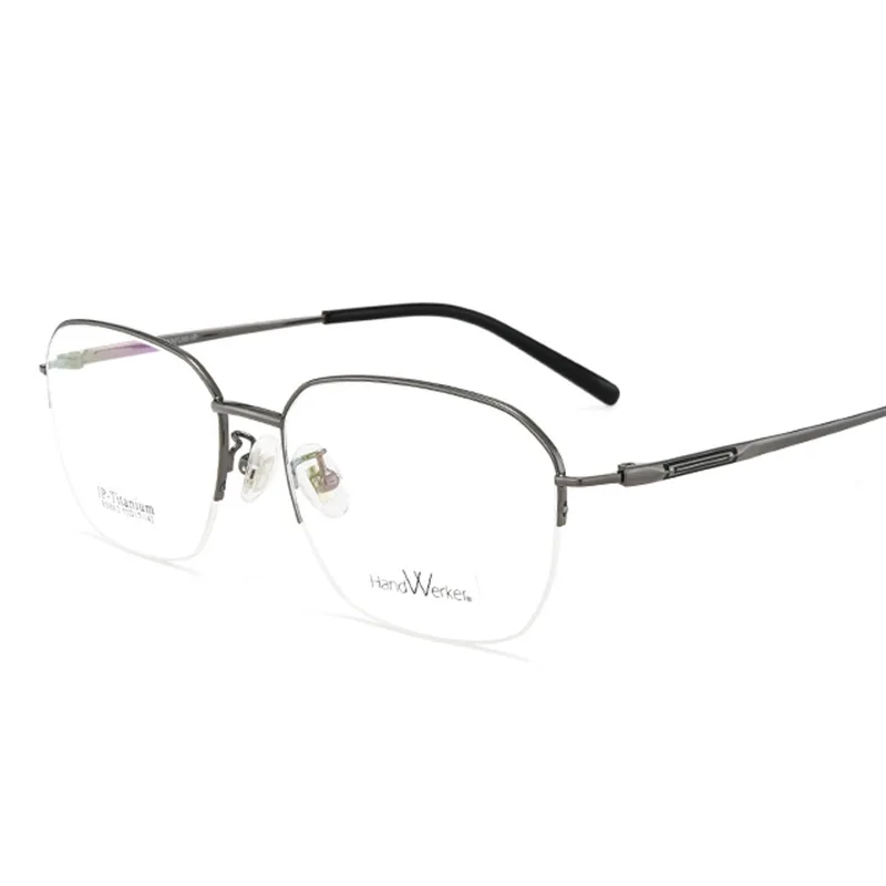 Модные Бизнес Ретро полигональные полуоправы для очков из чистого титана мужчин