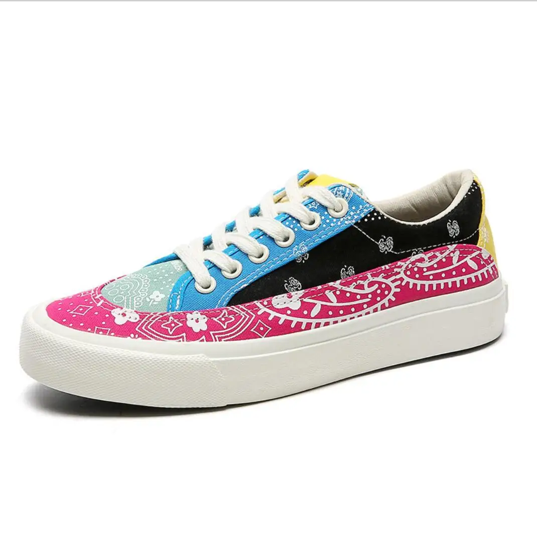 

2021 New Fashion Stitching Canvas Shoes Women casual Retro Tide Shoes Ins Street Shooting Personality Female Graffiti Sneakers