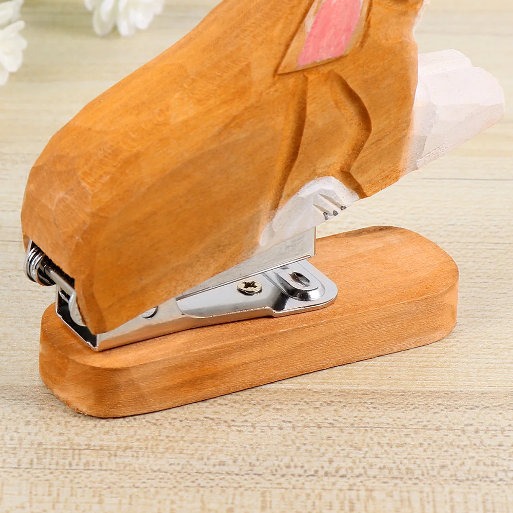 

Rabbit Shape Portable Stapler Wooden Creative Book Sewer Manual Stapling Machine Student Stationery for School Students