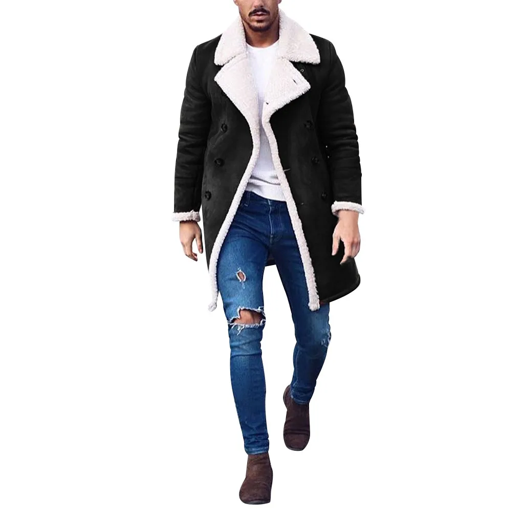 2019 модный мужской шерстяной Теплый зимний Тренч Длинная Верхняя одежда умное