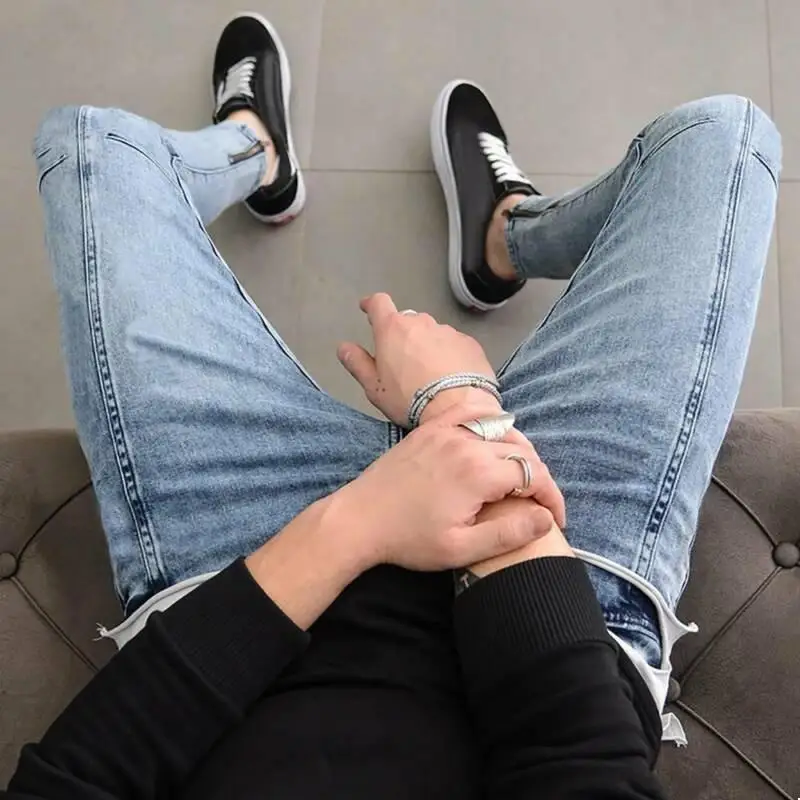 

Mens Skinny Stretch Denim Jeans Zip Pants Casual Pencil Trousers Fashion