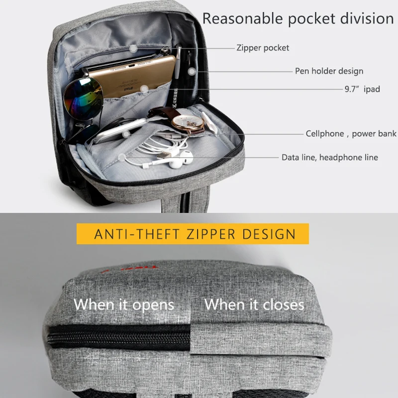 Tigernu Повседневная мужская грудная сумка Кроссбоди Сумки Противоугонная