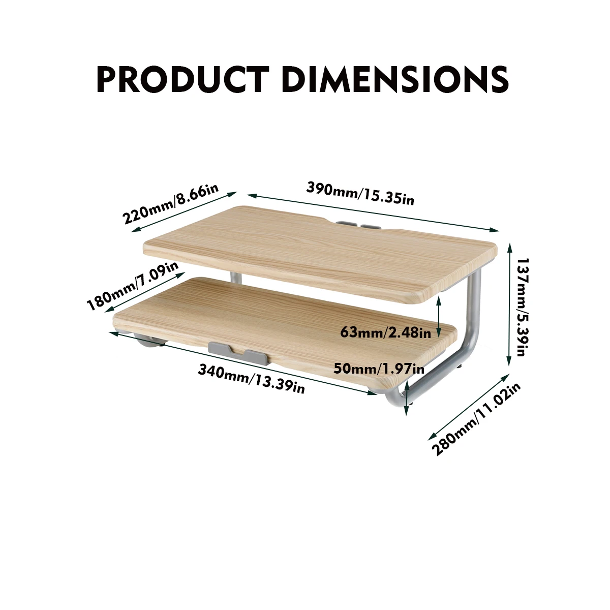 

Metal 2 Tiers Computer Monitor Stand Riser Desk Organizer for Laptop Computer Home Office Screen Shelf Monitor Holder