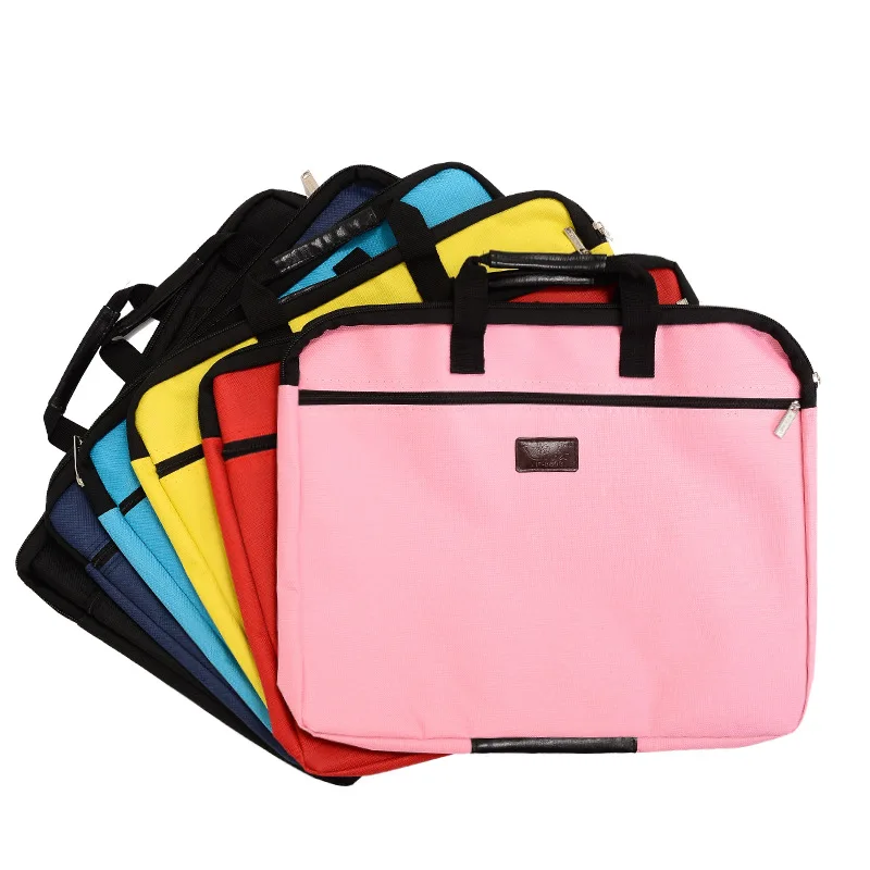 Portable Document Bag Canvas A4 Office Zipper Bag Computer Briefcase Canvas A4 Document Case File Folder