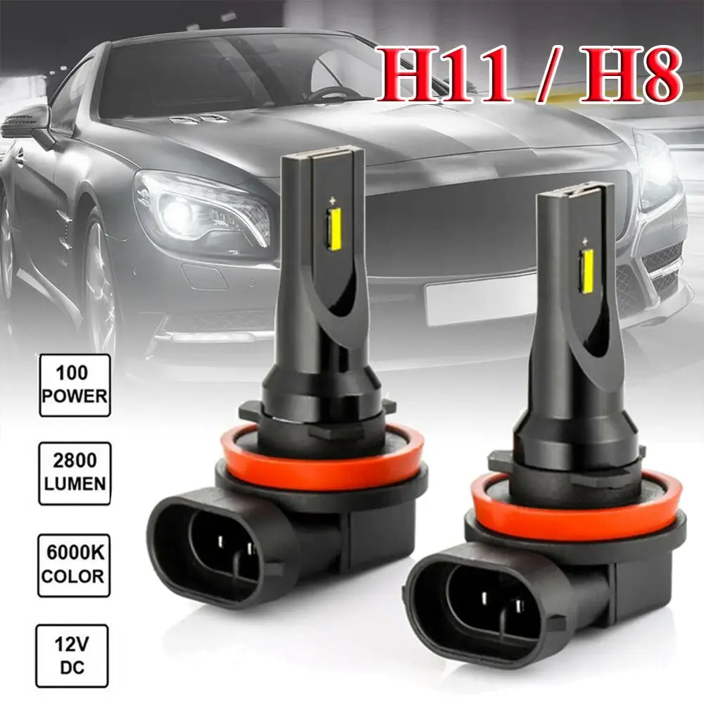 2 X H11 H8 светодиодный туман светильник Conversion Kit лампы высокой Мощность 6000K 100W