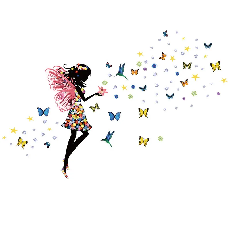 

Flower Fairy Lovely Girl Room Decoration Wall Sticker Children's Room Bedroom Living Room Home Decoration Wall Sticker