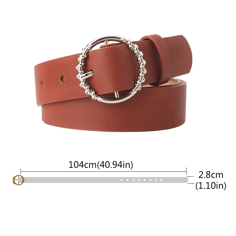

Women Belt Round Metal Pin Buckle Circle Belts For Ladies Female Waist Belt PU Leather Wild Ladies Dress Jeans Strap