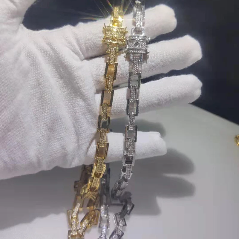 Хип хоп AAA кубический цирконий Iced Out Золото Серебро Чокеры ожерелье для мужчин